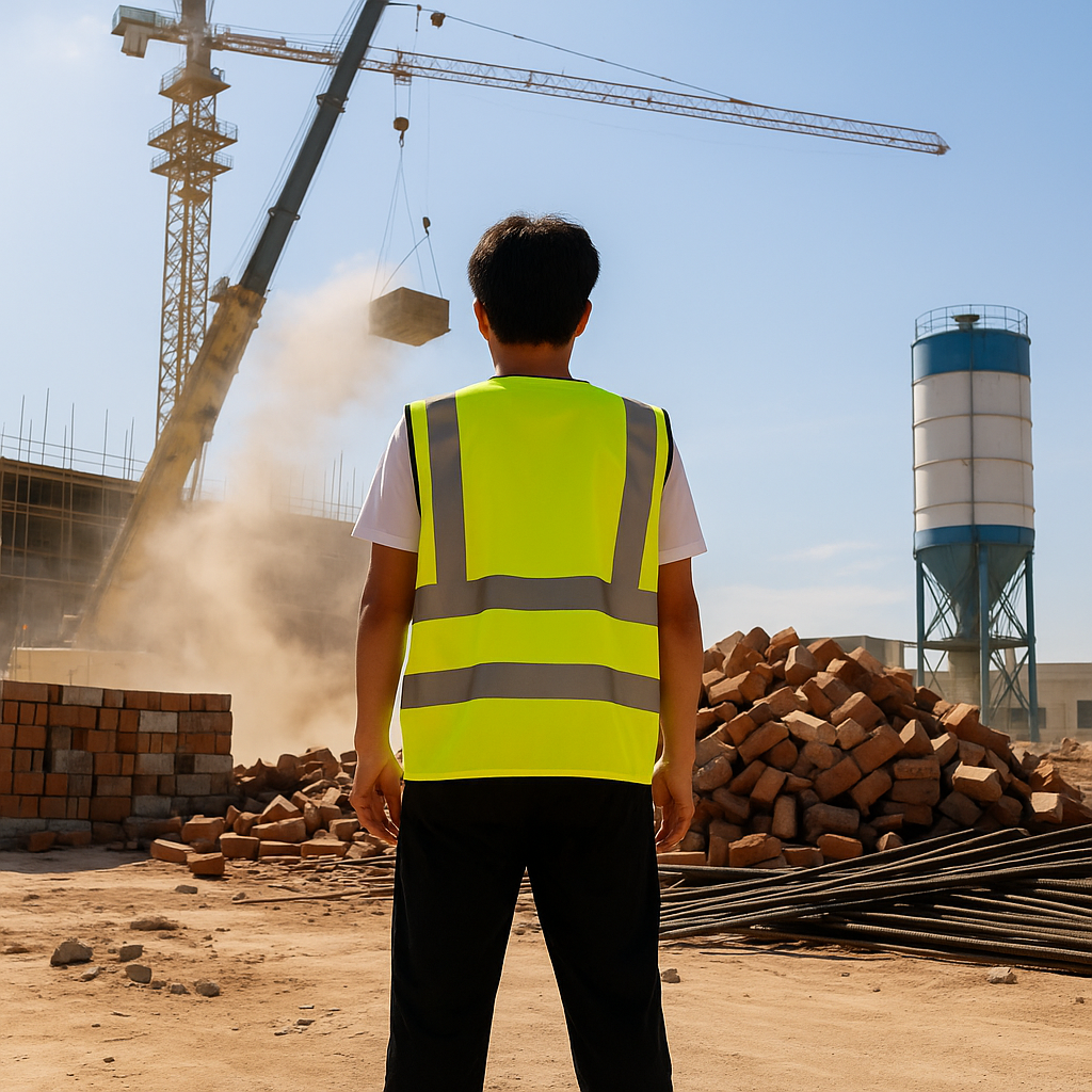 High Visibility Vest on a construction worker on a job site